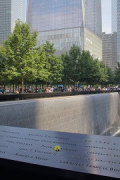 9/11 Memorial: southern pool, memorial-tablet, falling-water and rose