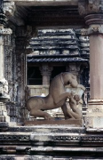 Khajuraho: Surasundari (beautiful girl) worshiping a lion (heraldic animal of Chandella-Dynasty)