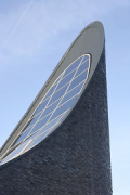 Church by the Sea: the bell-towers top is done in cladded precast-concrete