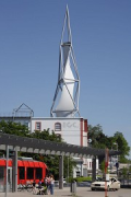 Phänomenta: tower seen from railway-station