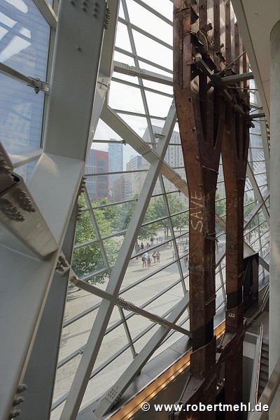 9/11 museum: inner façade view from 1st floor gallery