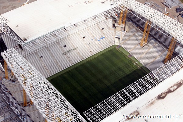 Corinthians Stadium, São Paulo: airborne view, green