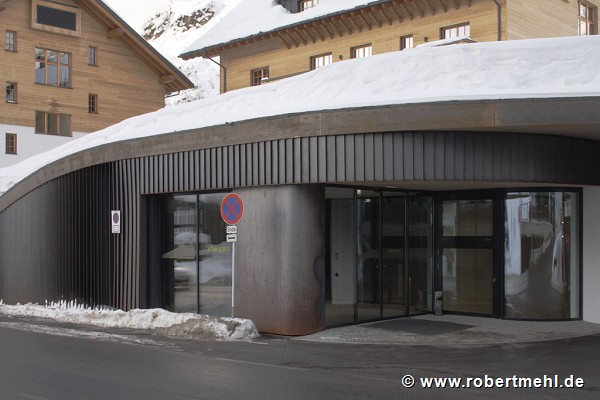Arlberg1800: The entrance façade is made in Corten-steel