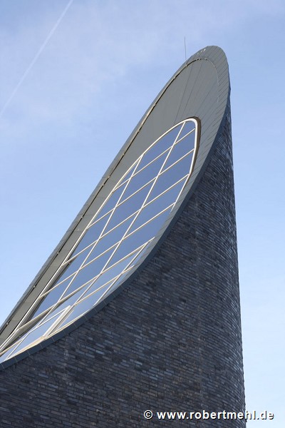 Church by the Sea: the bell-towers top is done in cladded precast-concrete
