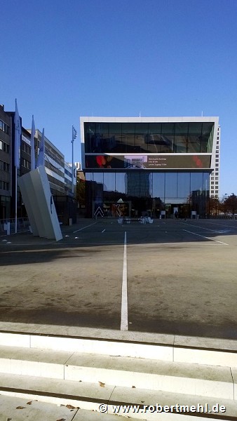 Soccer museum: Eastern view with forecourt, portrait
