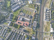 Neue Bahnstadt Opladen: Vertikalansicht Ostquartier mit Industriezone