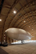 WDL airship hangar: interior view with complete airship, portrait format