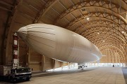 WDL airship hangar: interior view with complete airship, landscape format