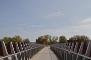 New railway town Opladen: Campus bridge, view to the east